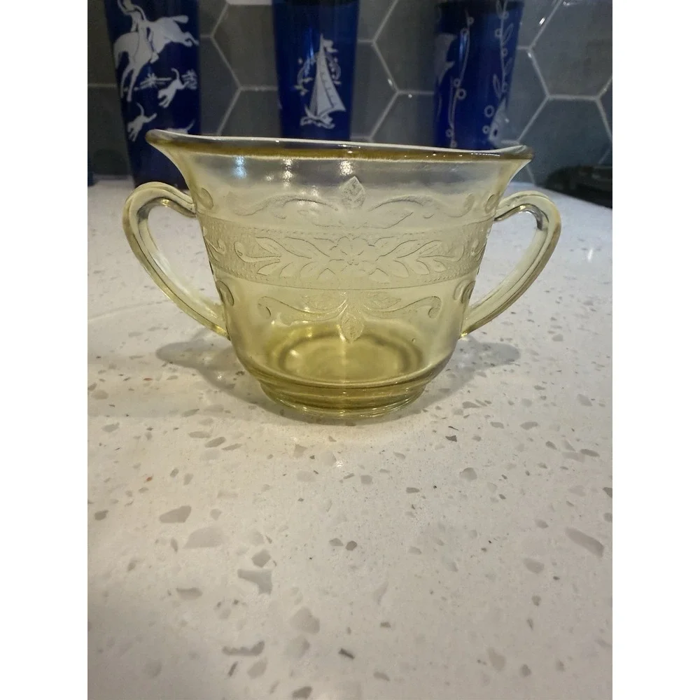 Macbeth Evans S Pattern Yellow Thin Flat Sugar Bowl Depression Glass